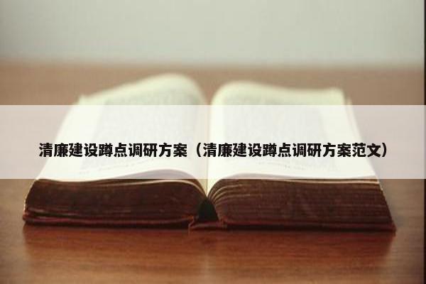 清廉建设蹲点调研方案（清廉建设蹲点调研方案范文）-第1张图片-冷动云