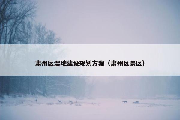 肃州区湿地建设规划方案（肃州区景区）-第1张图片-冷动云