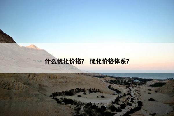 什么优化价格？ 优化价格体系？-第1张图片-冷动云