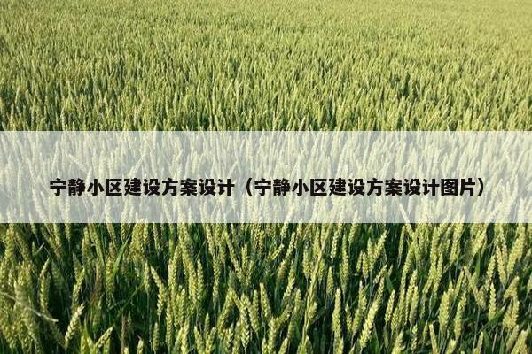 宁静小区建设方案设计（宁静小区建设方案设计图片）-第1张图片-冷动云