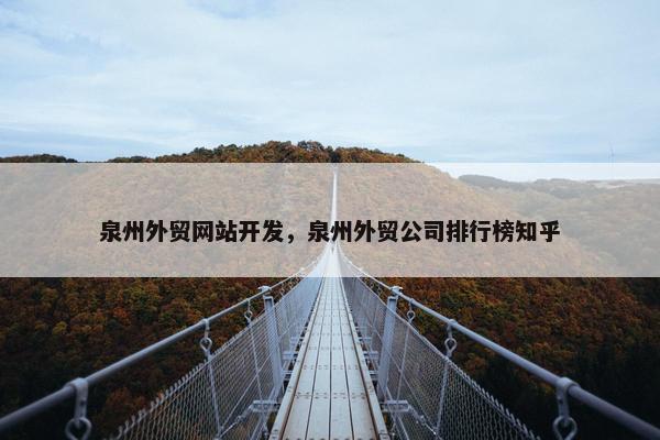 泉州外贸网站开发，泉州外贸公司排行榜知乎-第1张图片-冷动云