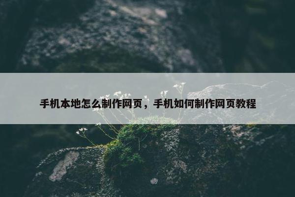手机本地怎么制作网页，手机如何制作网页教程-第1张图片-冷动云