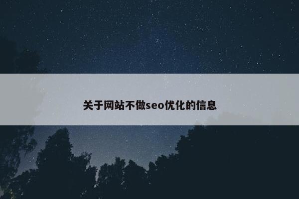 关于网站不做seo优化的信息-第1张图片-冷动云