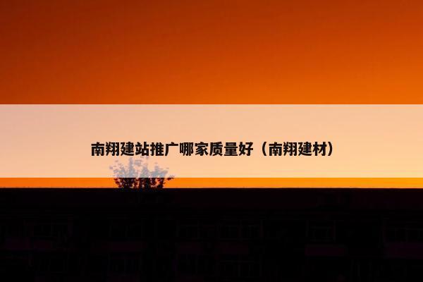南翔建站推广哪家质量好（南翔建材）-第1张图片-冷动云