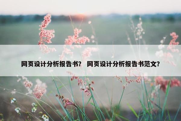 网页设计分析报告书？ 网页设计分析报告书范文？-第1张图片-冷动云