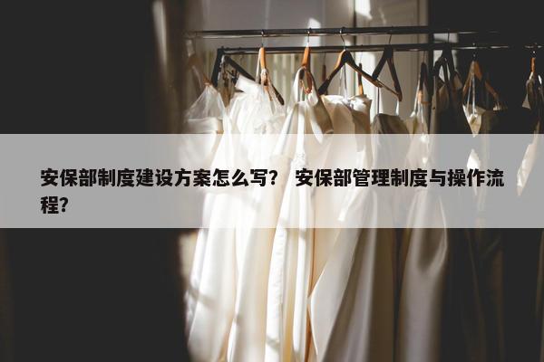 安保部制度建设方案怎么写？ 安保部管理制度与操作流程？-第1张图片-冷动云