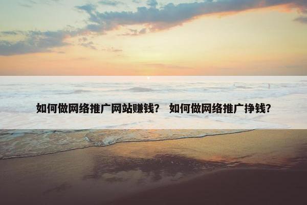 如何做网络推广网站赚钱？ 如何做网络推广挣钱？-第1张图片-冷动云