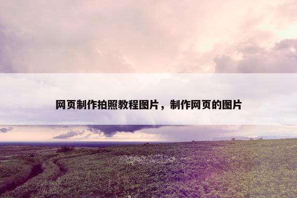 网页制作拍照教程图片，制作网页的图片-第1张图片-冷动云