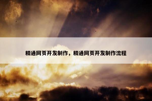 精通网页开发制作，精通网页开发制作流程-第1张图片-冷动云