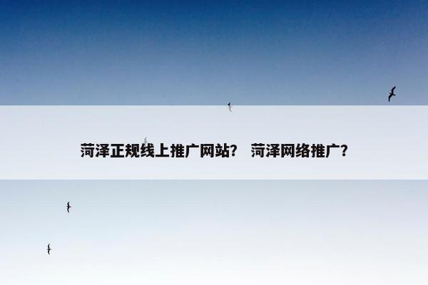 菏泽正规线上推广网站？ 菏泽网络推广？-第1张图片-冷动云