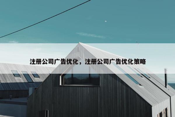 注册公司广告优化，注册公司广告优化策略-第1张图片-冷动云