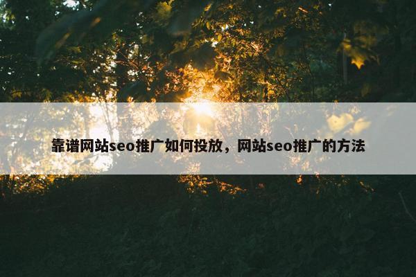 靠谱网站seo推广如何投放，网站seo推广的方法-第1张图片-冷动云