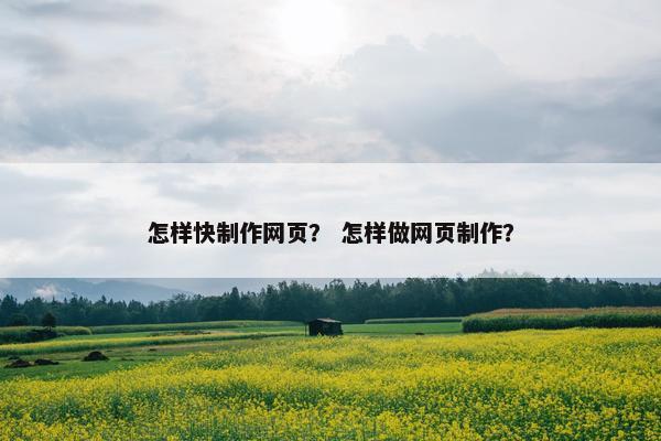 怎样快制作网页？ 怎样做网页制作？-第1张图片-冷动云
