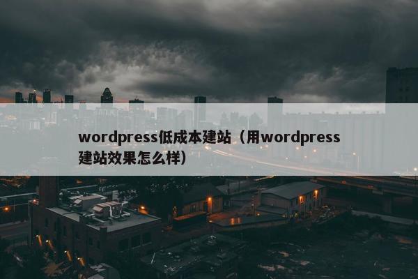 wordpress低成本建站（用wordpress建站效果怎么样）-第1张图片-冷动云