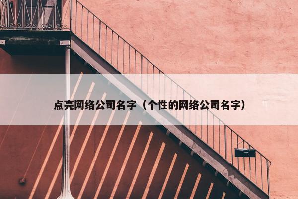 点亮网络公司名字（个性的网络公司名字）-第1张图片-冷动云