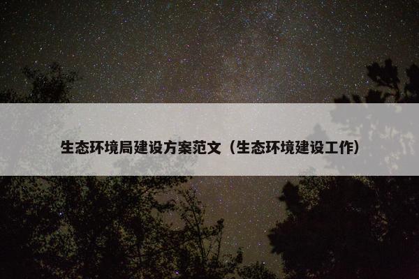 生态环境局建设方案范文（生态环境建设工作）-第1张图片-冷动云
