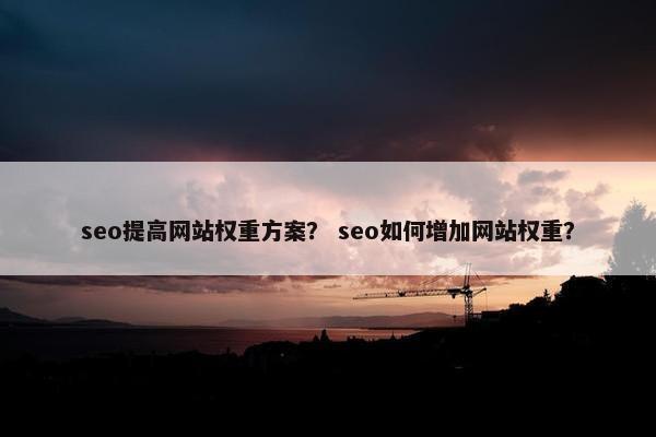 seo提高网站权重方案？ seo如何增加网站权重？-第1张图片-冷动云
