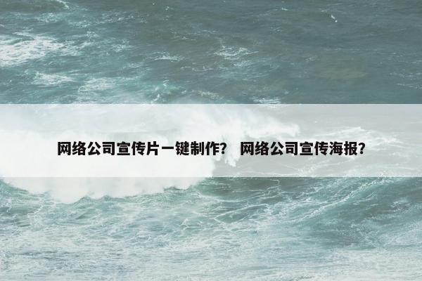 网络公司宣传片一键制作？ 网络公司宣传海报？-第1张图片-冷动云