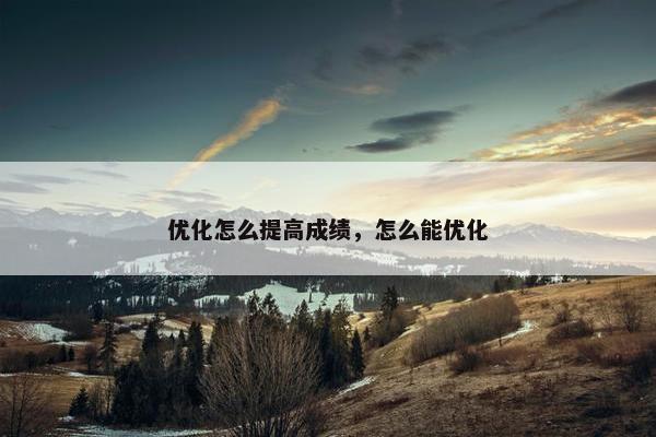 优化怎么提高成绩，怎么能优化-第1张图片-冷动云