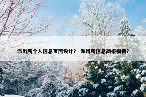 派出所个人信息页面设计？ 派出所信息简报模板？-第1张图片-冷动云