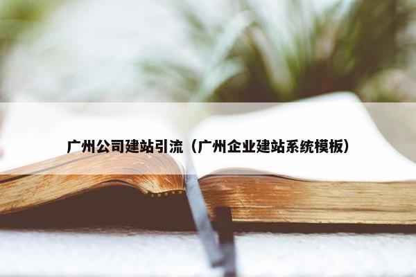 广州公司建站引流（广州企业建站系统模板）-第1张图片-冷动云
