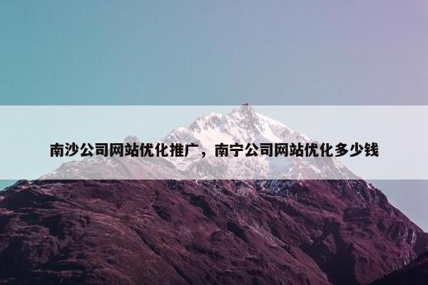南沙公司网站优化推广，南宁公司网站优化多少钱-第1张图片-冷动云