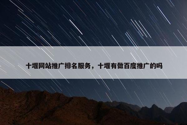 十堰网站推广排名服务，十堰有做百度推广的吗-第1张图片-冷动云