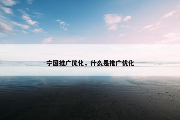 宁国推广优化，什么是推广优化-第1张图片-冷动云