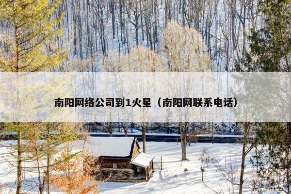 南阳网络公司到1火星（南阳网联系电话）-第1张图片-冷动云