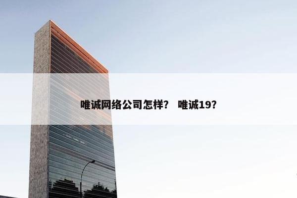 唯诚网络公司怎样？ 唯诚19？-第1张图片-冷动云