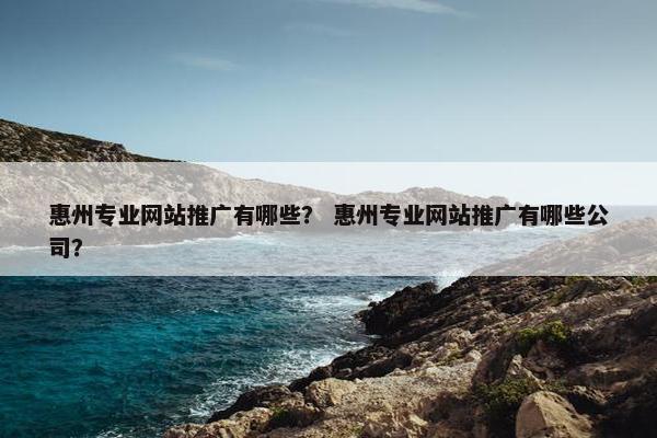 惠州专业网站推广有哪些？ 惠州专业网站推广有哪些公司？-第1张图片-冷动云