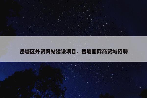 岳塘区外贸网站建设项目，岳塘国际商贸城招聘-第1张图片-冷动云