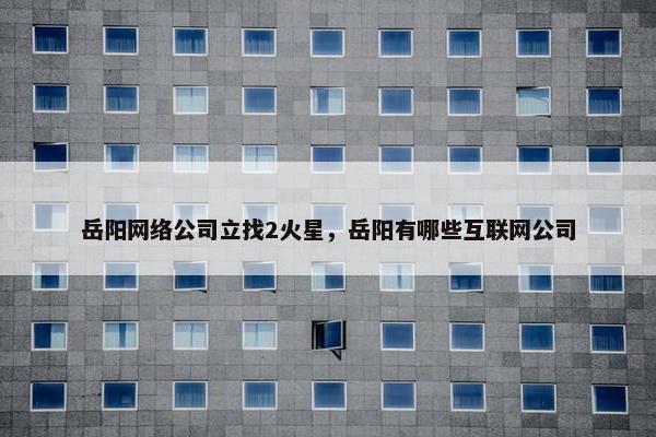岳阳网络公司立找2火星，岳阳有哪些互联网公司-第1张图片-冷动云