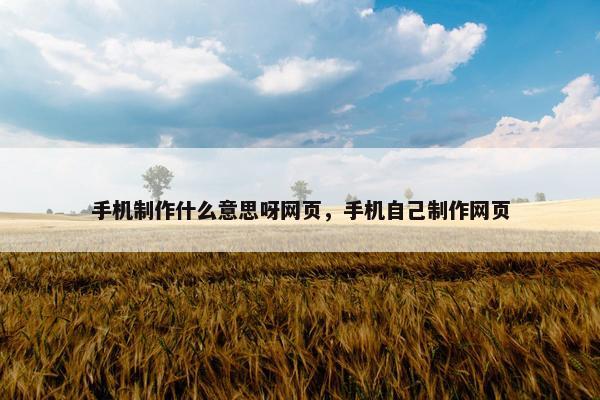 手机制作什么意思呀网页，手机自己制作网页-第1张图片-冷动云