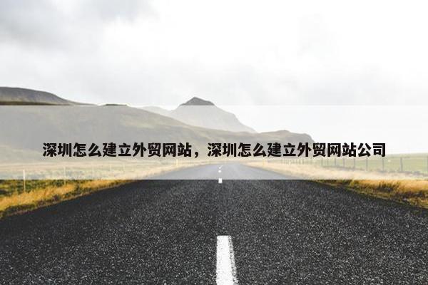 深圳怎么建立外贸网站，深圳怎么建立外贸网站公司-第1张图片-冷动云
