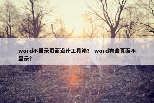 word不显示页面设计工具箱？ word有些页面不显示？-第1张图片-冷动云