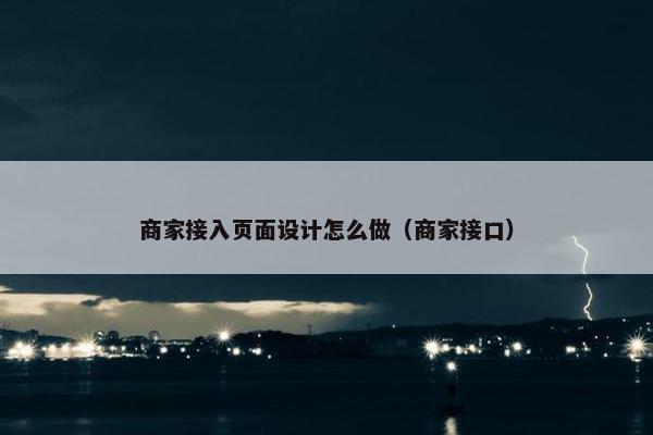 商家接入页面设计怎么做（商家接口）-第1张图片-冷动云