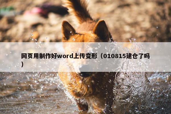 网页用制作好word上传变形（010815建仓了吗）-第1张图片-冷动云