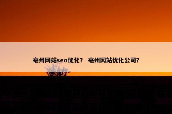 亳州网站seo优化? 亳州网站优化公司?-第1张图片-冷动云 亳州网站seo优化? 亳州网站优化公司?-第1张图片-冷动云