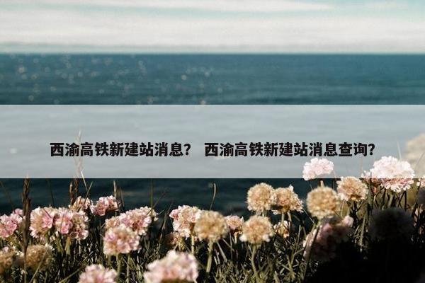 西渝高铁新建站消息? 西渝高铁新建站消息查询?-第1张图片-冷动云 西渝高铁新建站消息? 西渝高铁新建站消息查询?-第1张图片-冷动云
