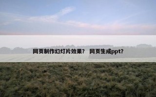 网页制作幻灯片效果？ 网页生成ppt？