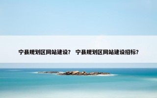 宁县规划区网站建设？ 宁县规划区网站建设招标？