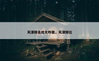 天津排名优化咋做，天津排位