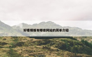 好看模板有哪些网站的简单介绍