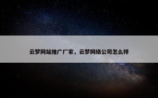 云梦网站推广厂家，云梦网络公司怎么样