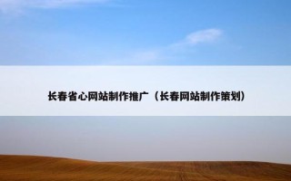 长春省心网站制作推广（长春网站制作策划）