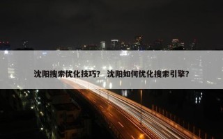 沈阳搜索优化技巧？ 沈阳如何优化搜索引擎？