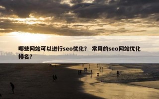哪些网站可以进行seo优化？ 常用的seo网站优化排名？