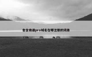 包含南通pro域名在哪注册的词条