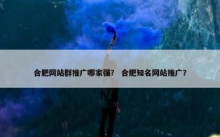 合肥网站群推广哪家强？ 合肥知名网站推广？